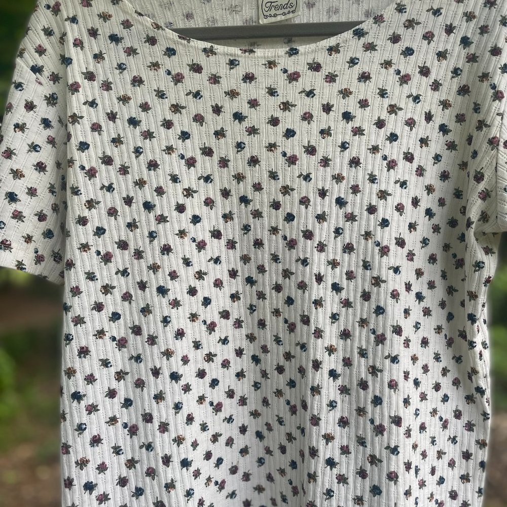 90s Floral Ribbed T-Shirt